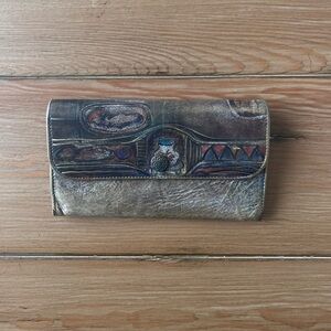 Vintage Jane Yoo Hand Painted Leather Wallet